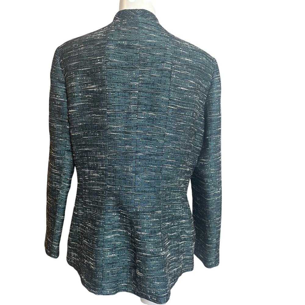 Lafayette 148 New York Tweed Blazer Teal Metallic Size 14 Runs Small - Picture 3 of 10